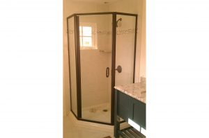 brass framed neoangle shower doors