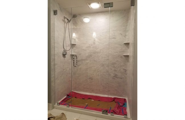 Frameless Shower Enclosure for Bourne Master Bath